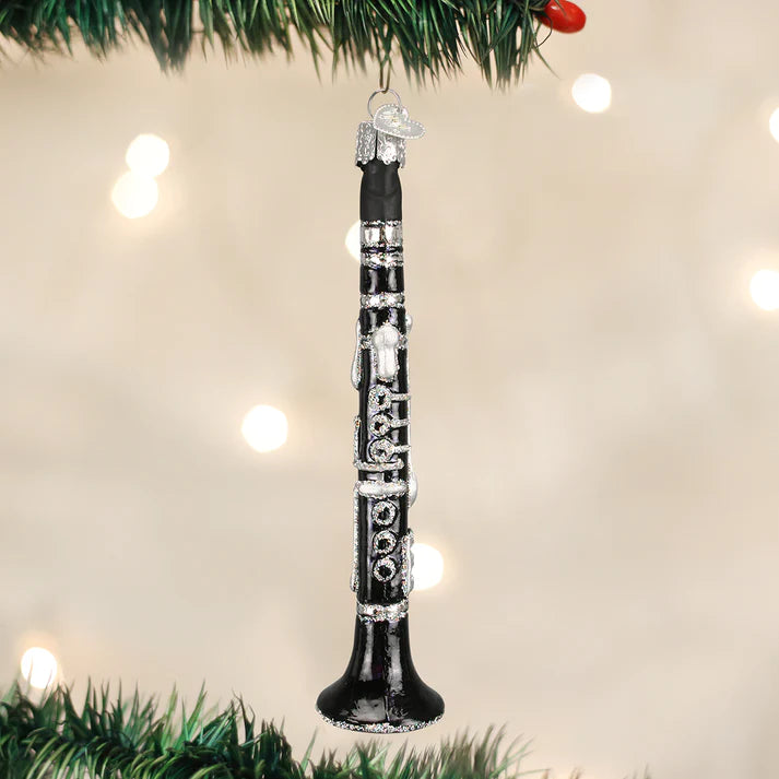 black and silver clarinet ornament