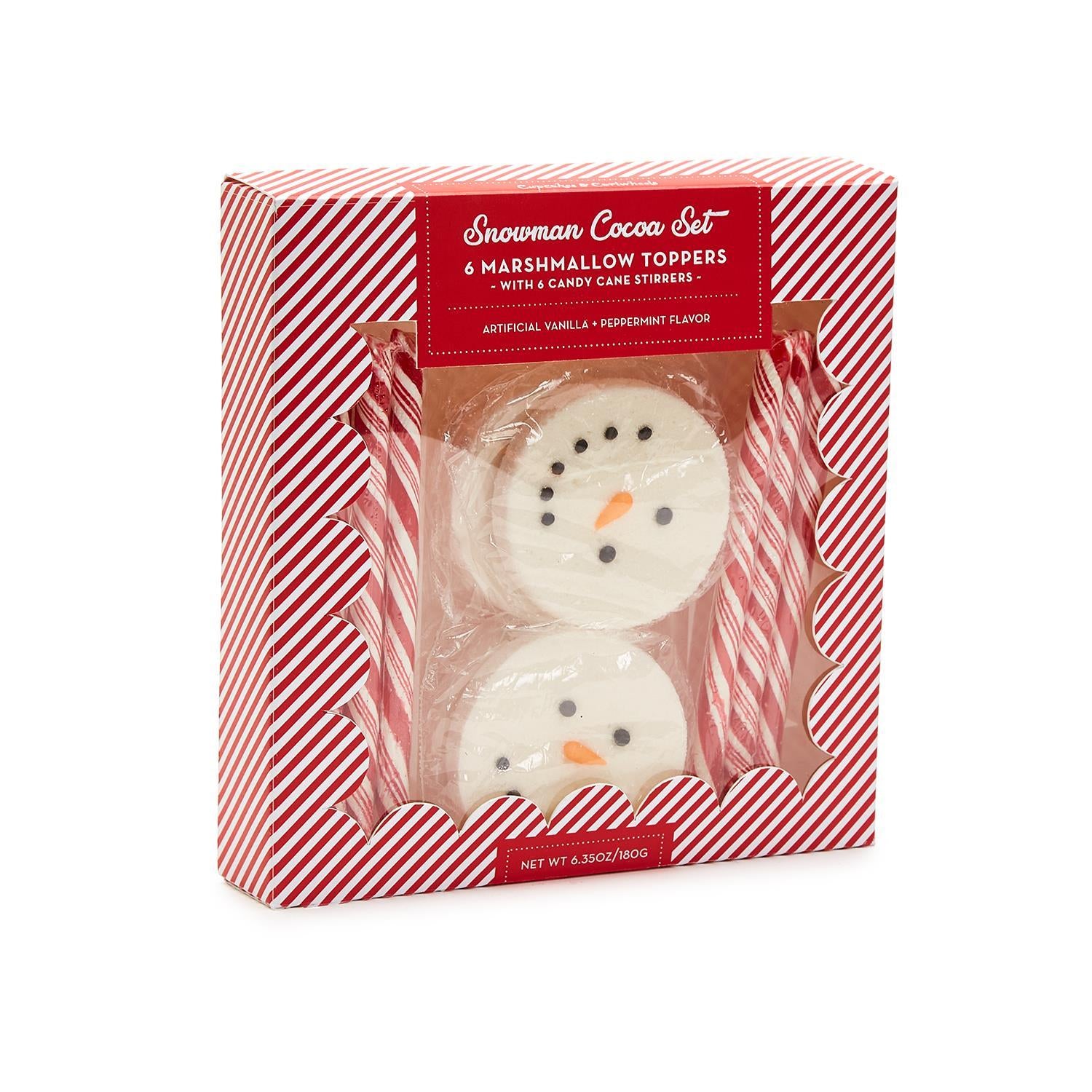 Snowman Cocoa Set with Marshmallow & Candy Cane
