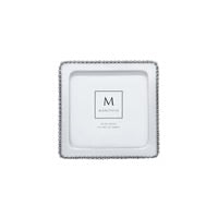 Square white enamel picture frame with decorative silver beaded border