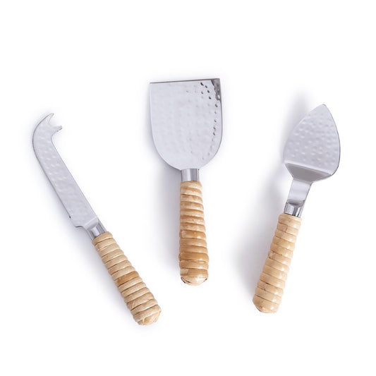 Rattan Cheese Knives S/3