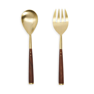 Acacia Wood Servers in Brush Gold