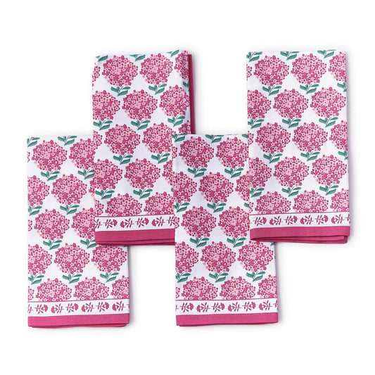 Pink Hydrangea Cloth Napkins