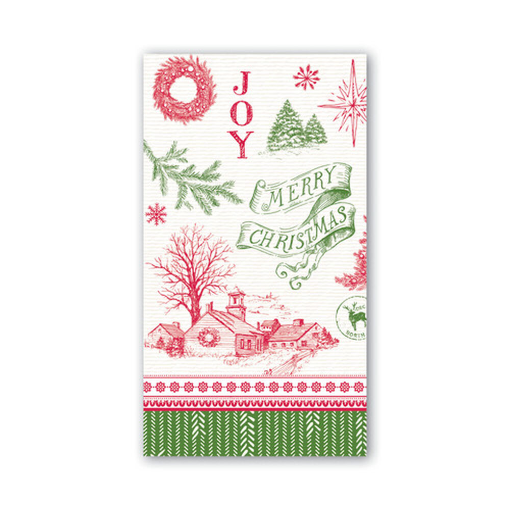 hostess  napkin with red green toile image