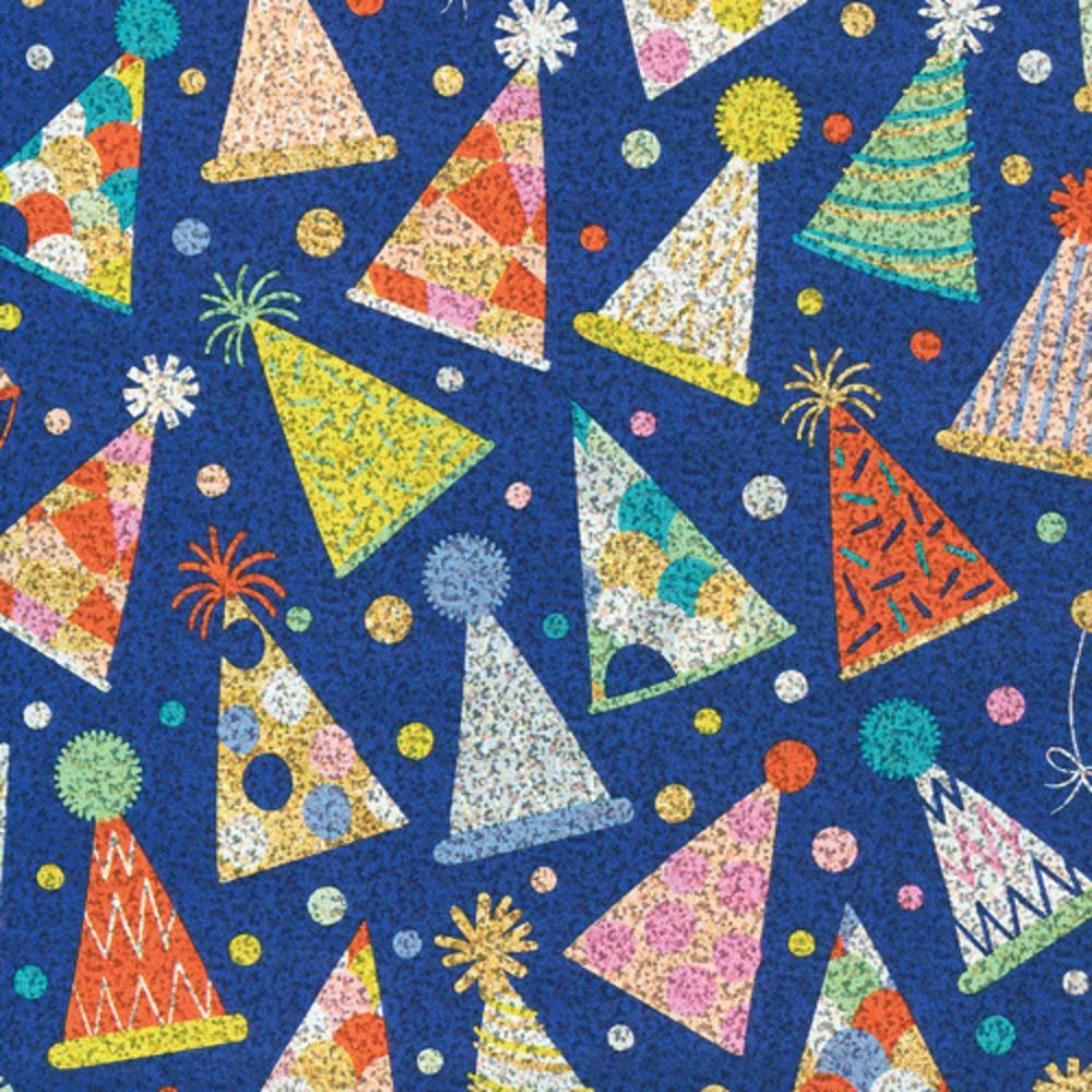 Party Hat Blue Gift Wrap