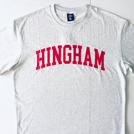 HINGHAM T-Shirt _ Adult (Gray w/ Red Letter)