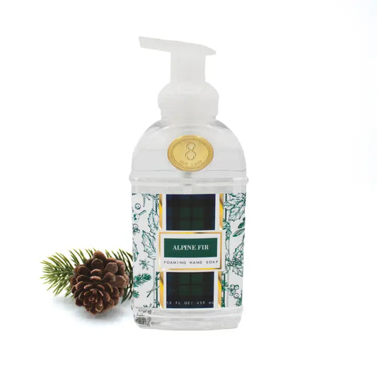 Hand soap that has a clear bottle and a Alpine sent