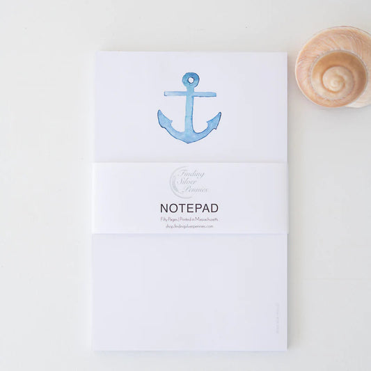 Tear away note pad with blue anchor at the top center