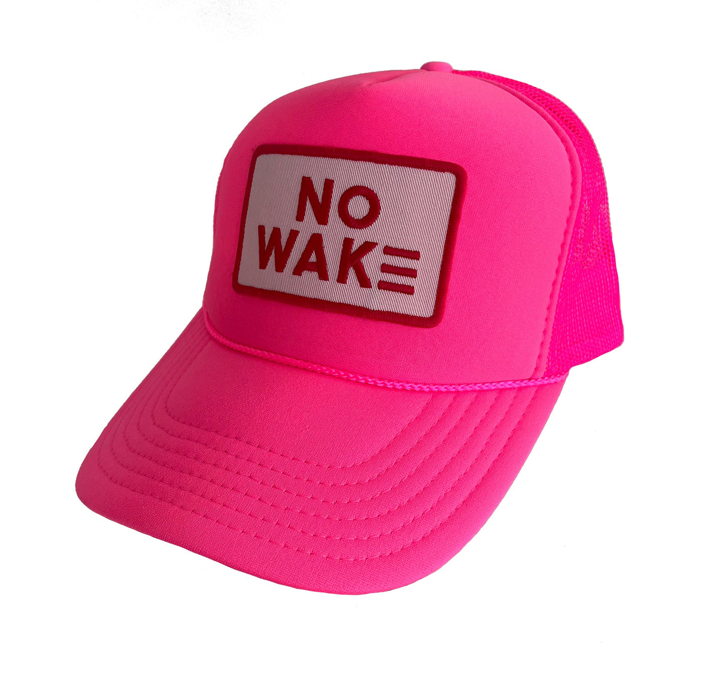 Neon Pink Hat with white/red No Wake patch