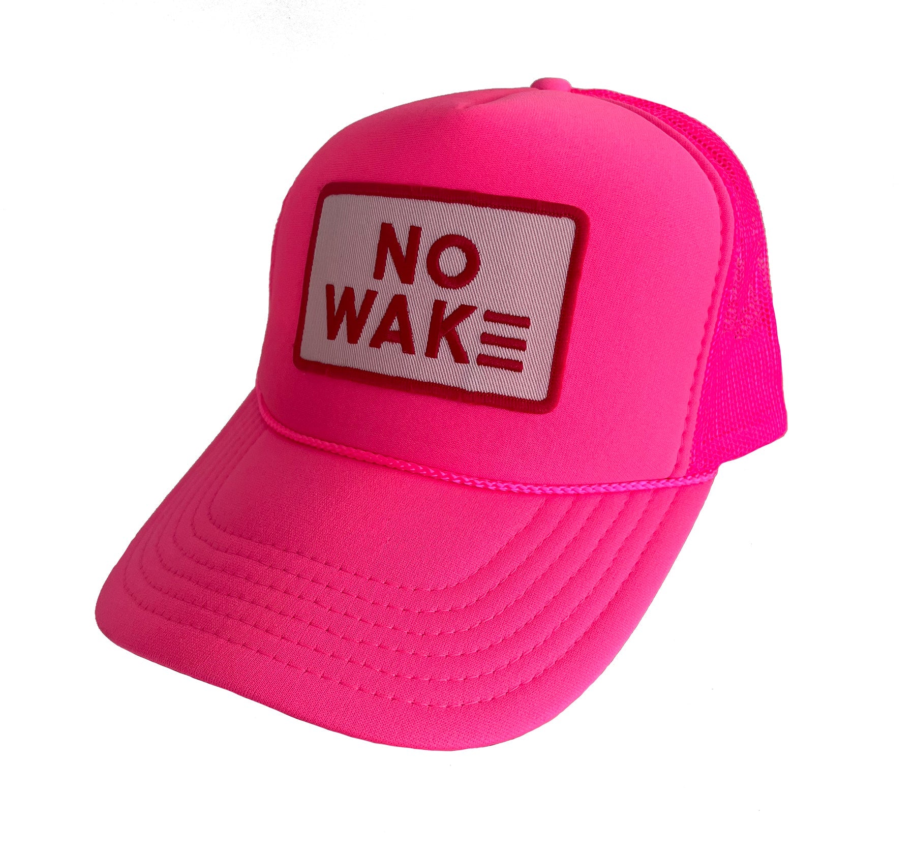 Neon Pink Hat with white/red No Wake patch