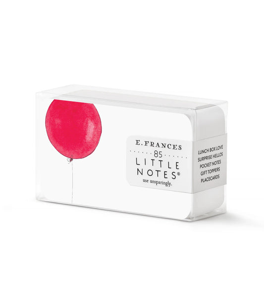 White Note cards with red round balloon on the top left corner.