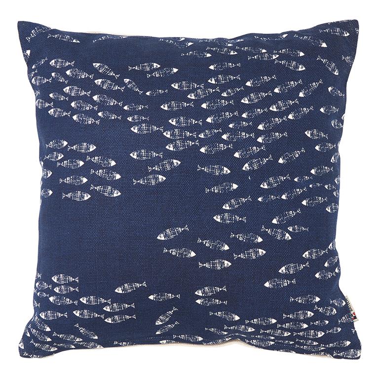 White Fish Blue Pillow