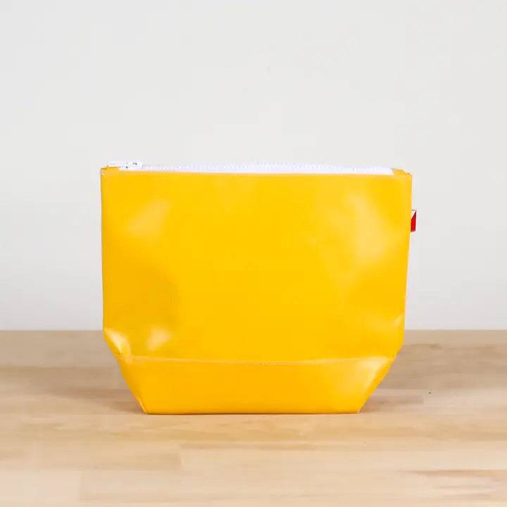 Yellow Pouch water resistant with white zipper