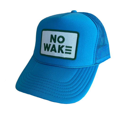 Neon Blue Hat with white/green No Wake Patch