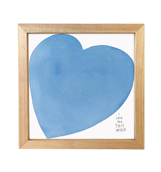Blue Squeezed Heart Print