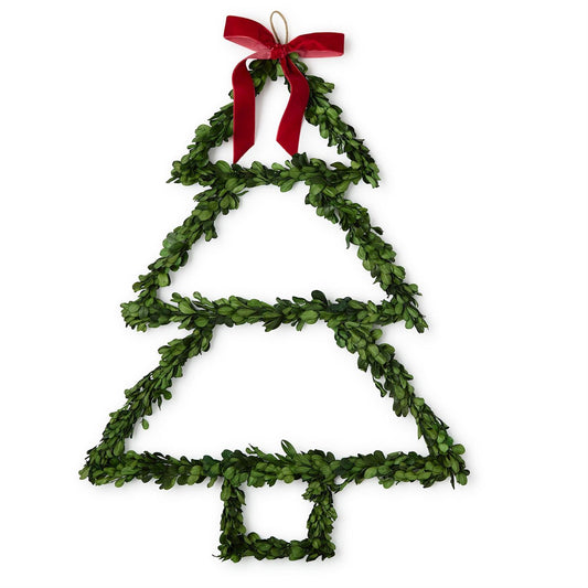Boxwood Tree with Red Bow