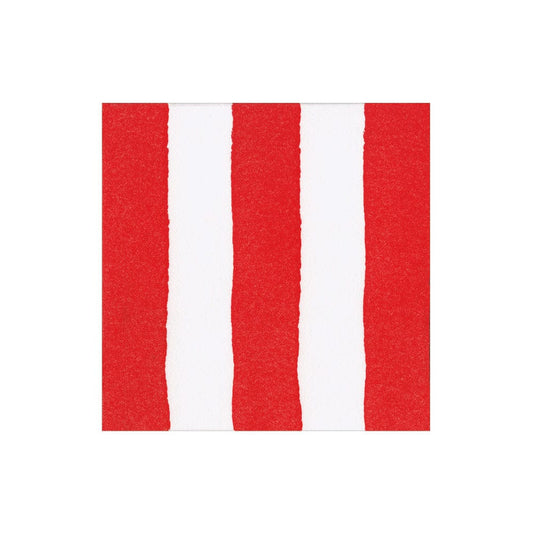 Cocktail napkin with bold red and white stripes