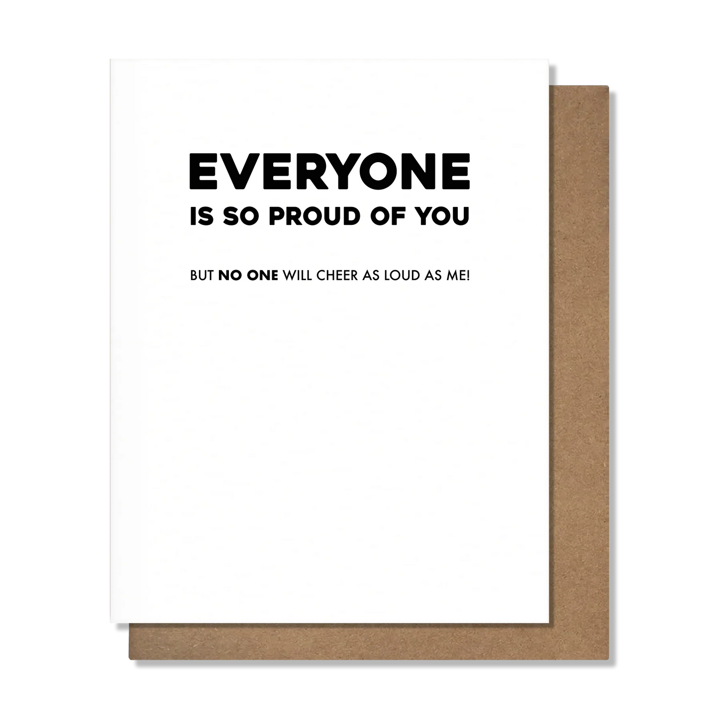 White card with black letters across the top of it