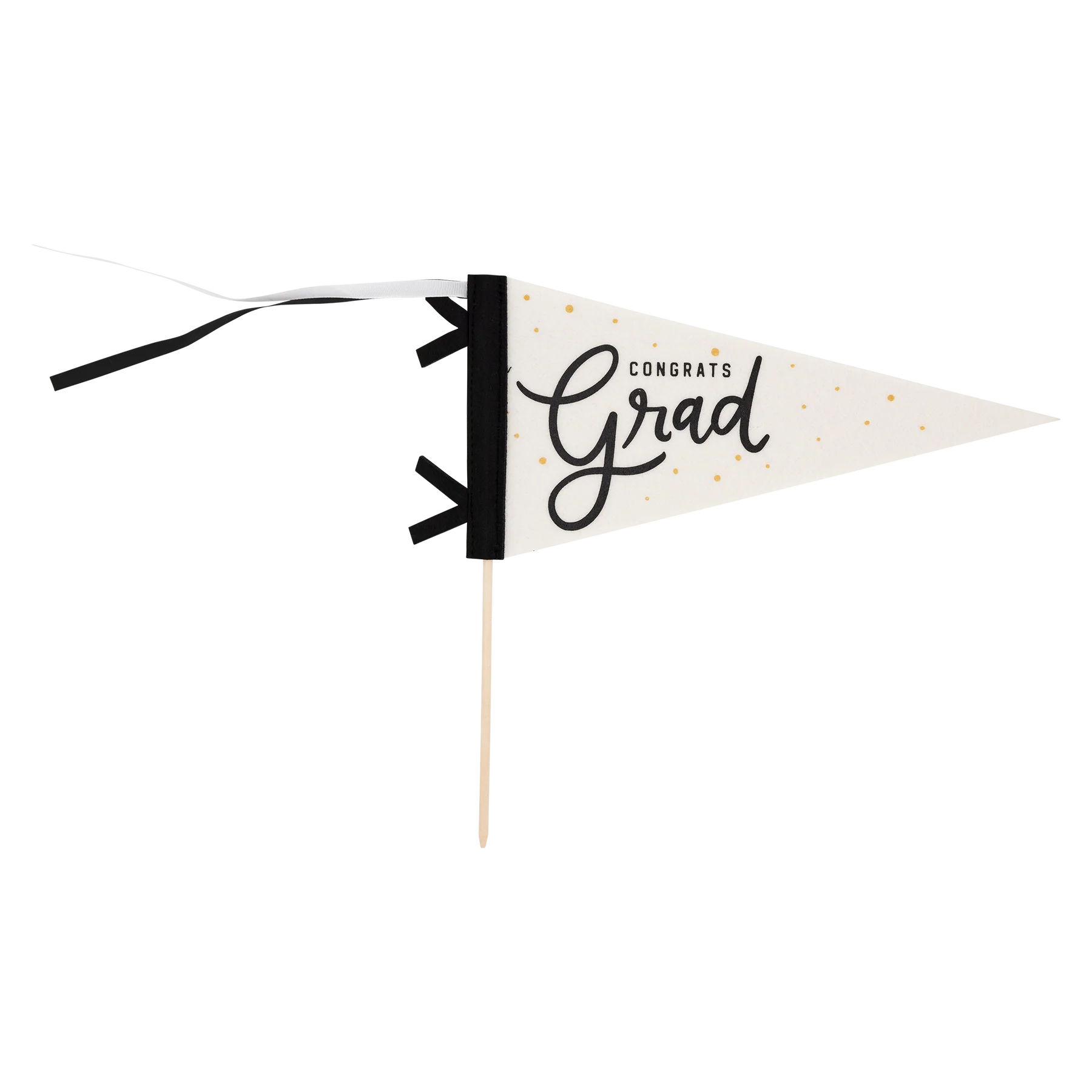 Felt Pennant white and black with words Congrats Grad