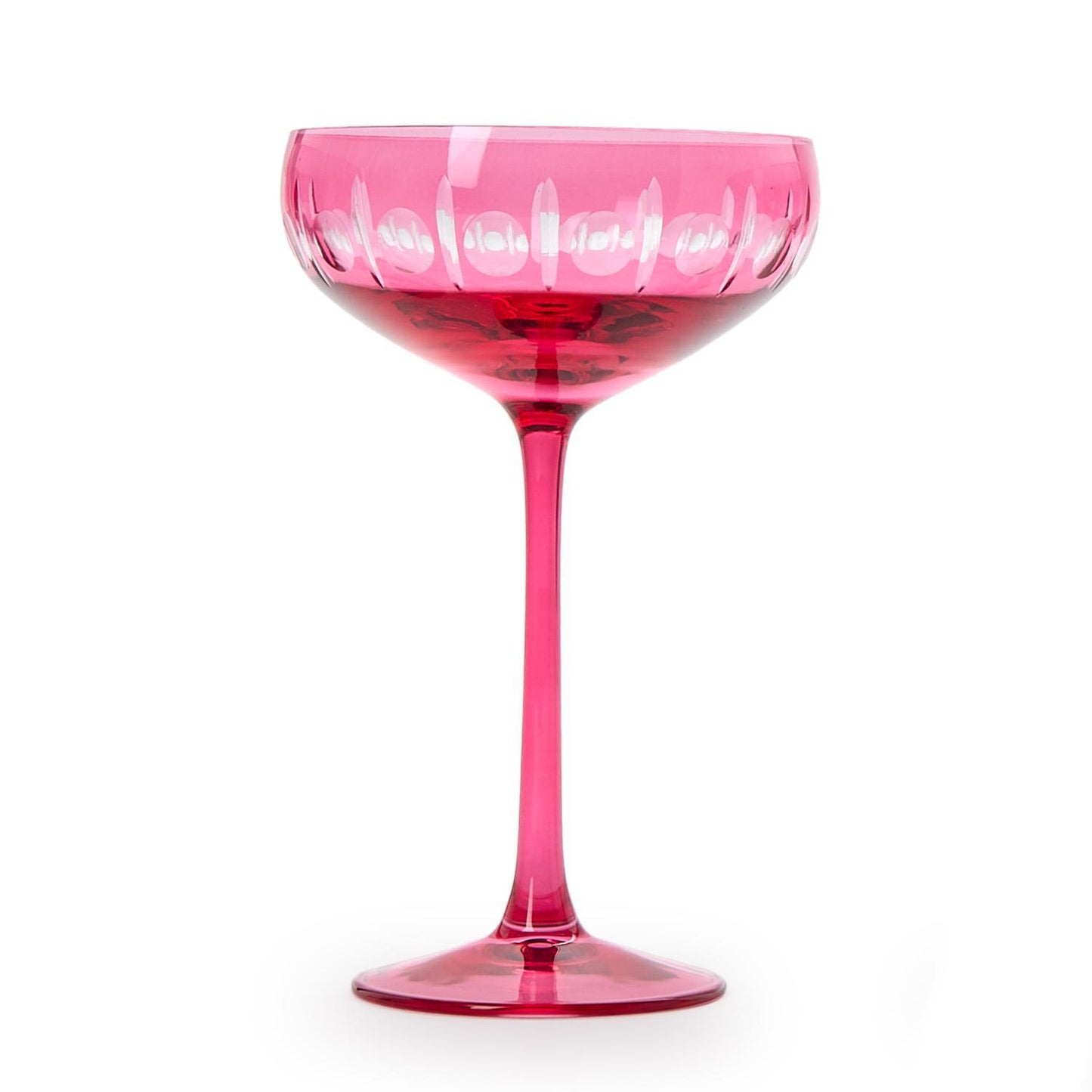 Sparkling Cut Pink Coupe Glass
