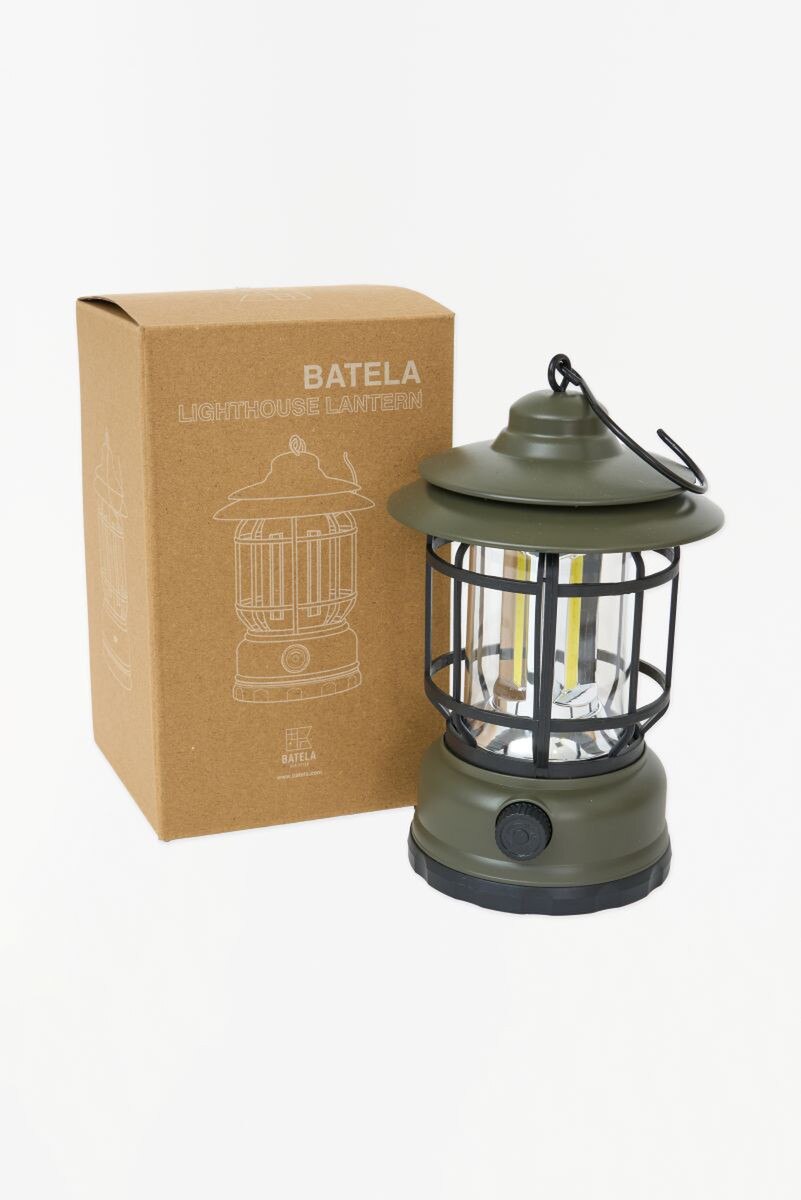 Olive green vintage nautical Lantern with black metal hook