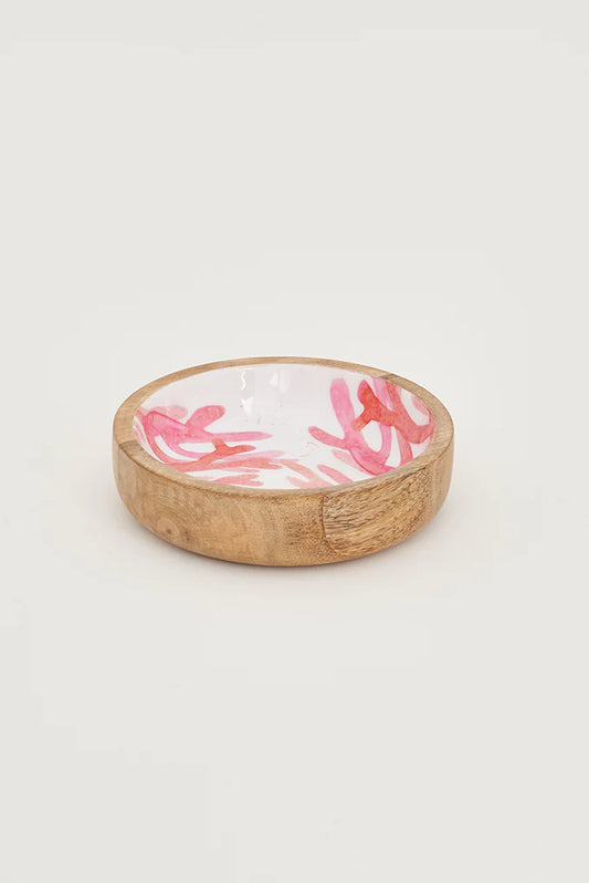 Coral Wooden Enamel Bowl_ Small