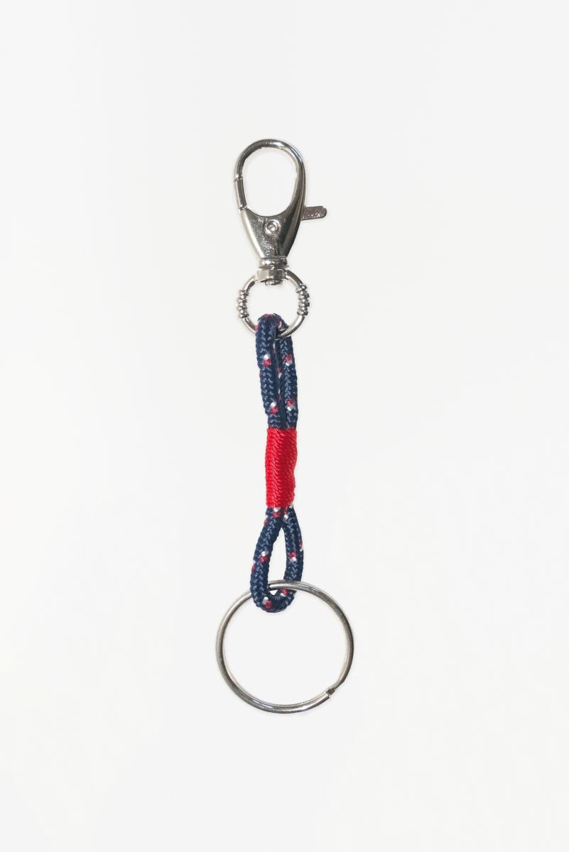 Keychain with red and navy blue Sailors twine