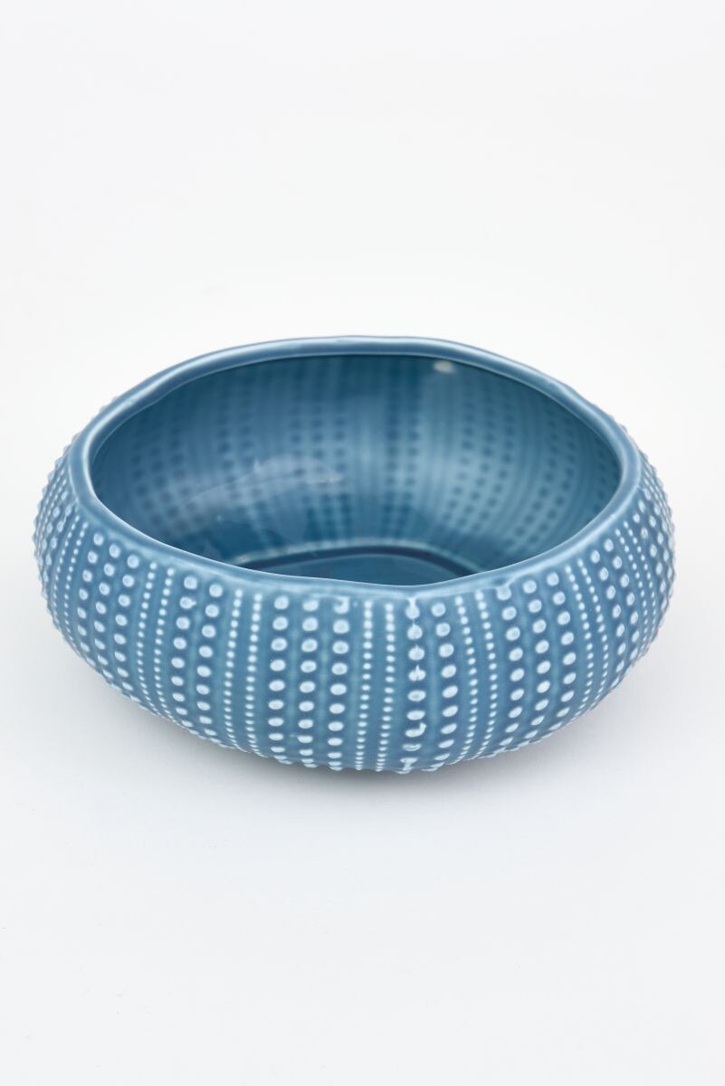 Blue ceramic sea urchin shaped  bowl 
