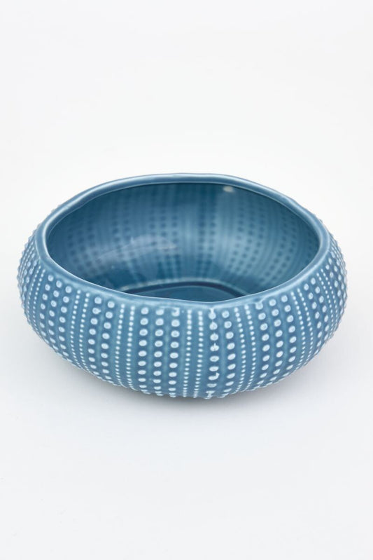 Blue ceramic sea urchin shaped  bowl 
