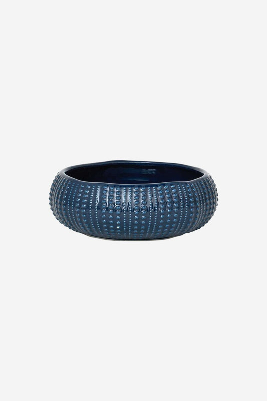 Navy blue sea urchin shaped ceramic bowl 
