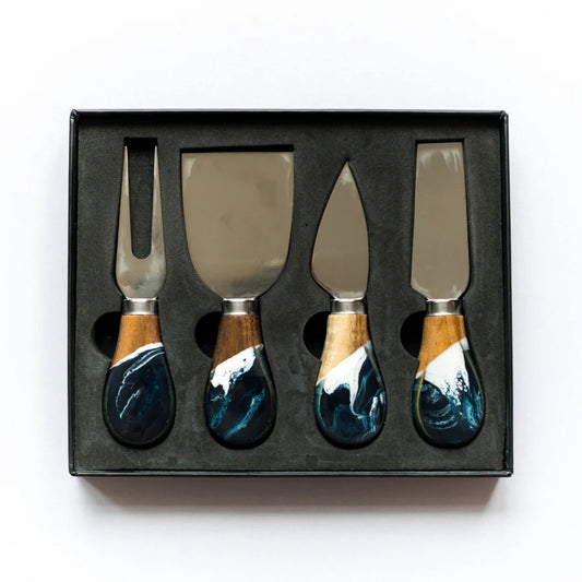Navy/White/Metallic Ceramic Cheese Spread