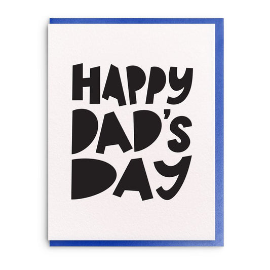 Single White Card with royal blue envelope and black font.  States Happy Dad's Day