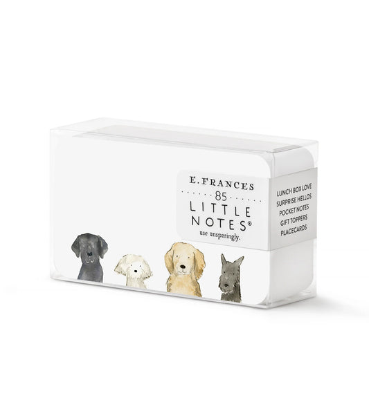 little white note cards with dogs heads.