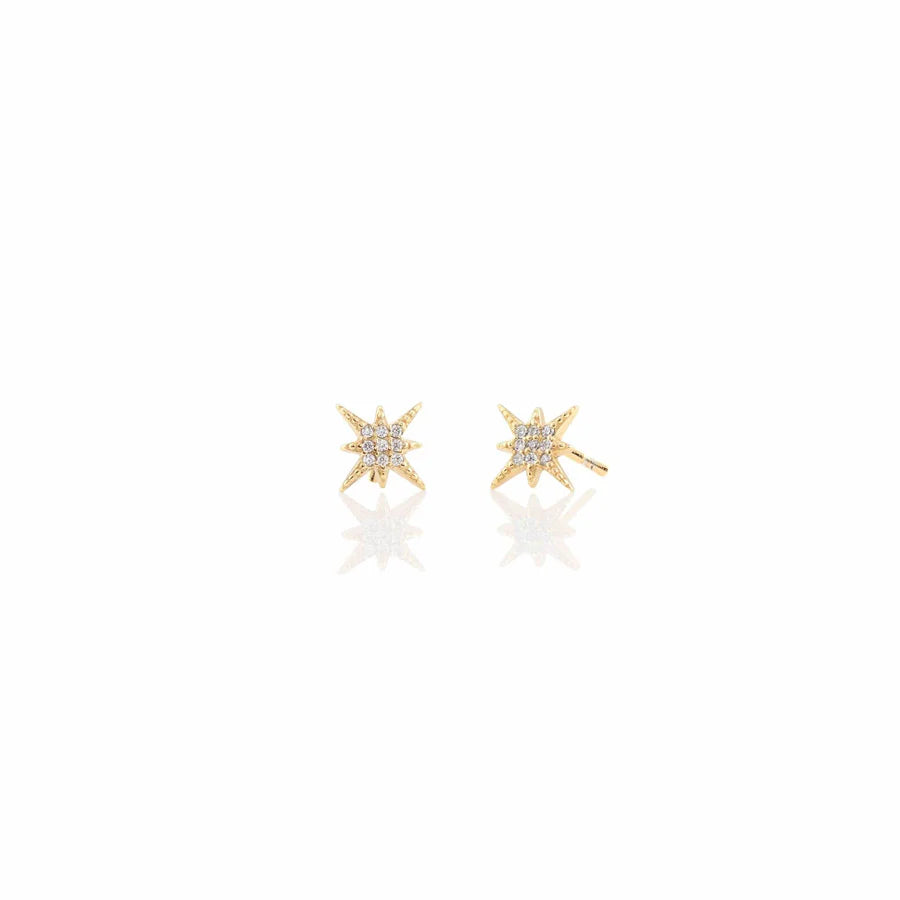 Starburst Crystal Gold Stud Earring