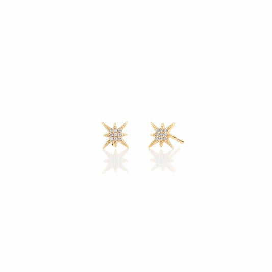 Starburst Crystal Gold Stud Earring