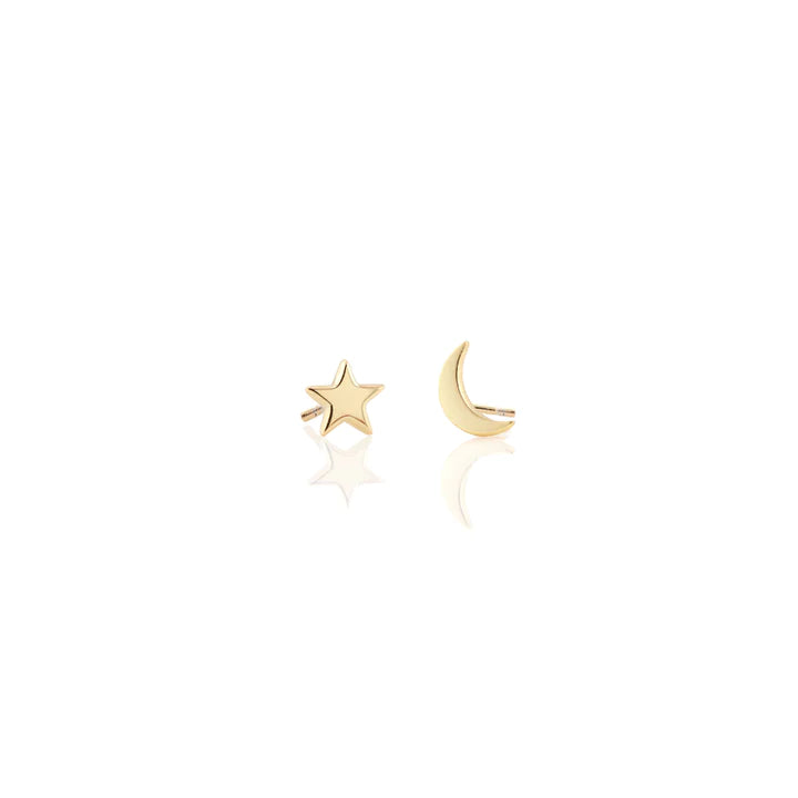 Star + Moon Gold Earring