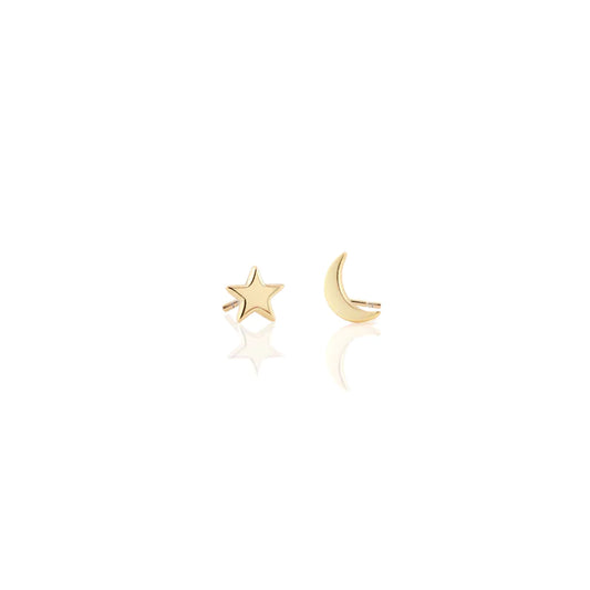 Star + Moon Gold Earring