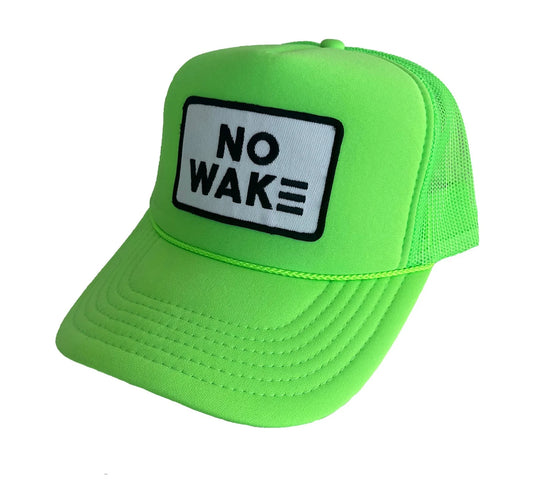 Neon Green Hat with white/black No Wake Patch