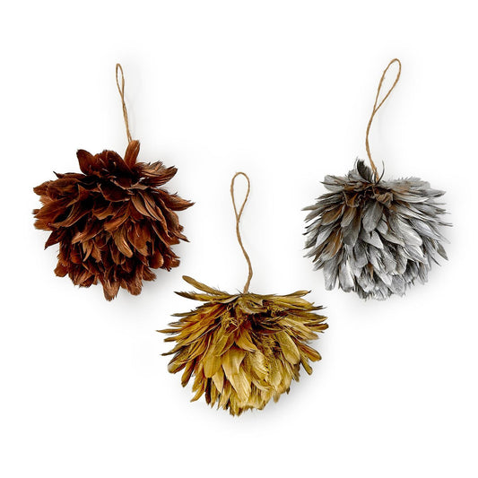Shimmer Feather Ball Ornament