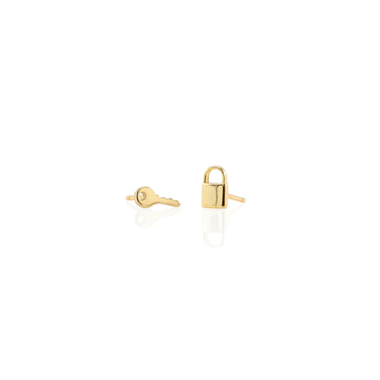 Lock + Key Gold Earrings
