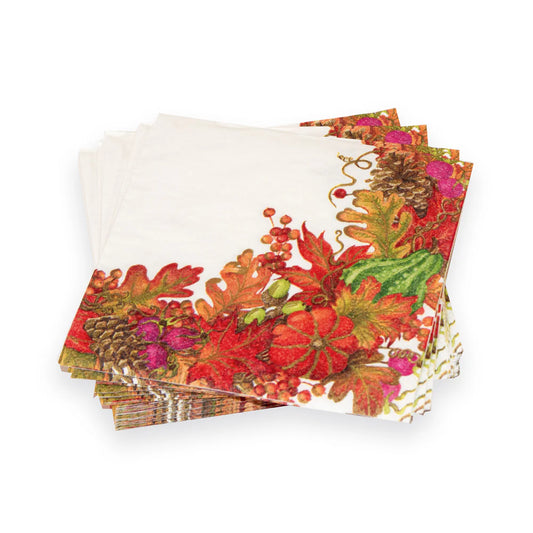 Harvest Garland White Cocktail Napkins