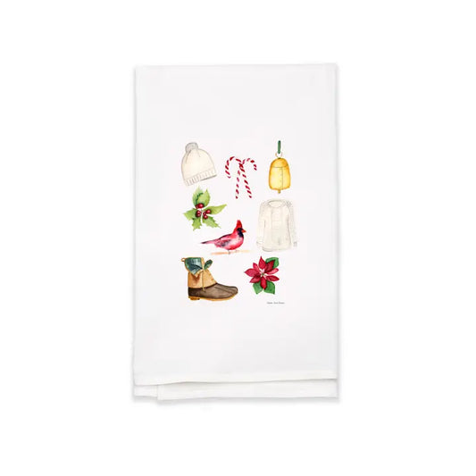 Holiday Watercolor Tea Towel