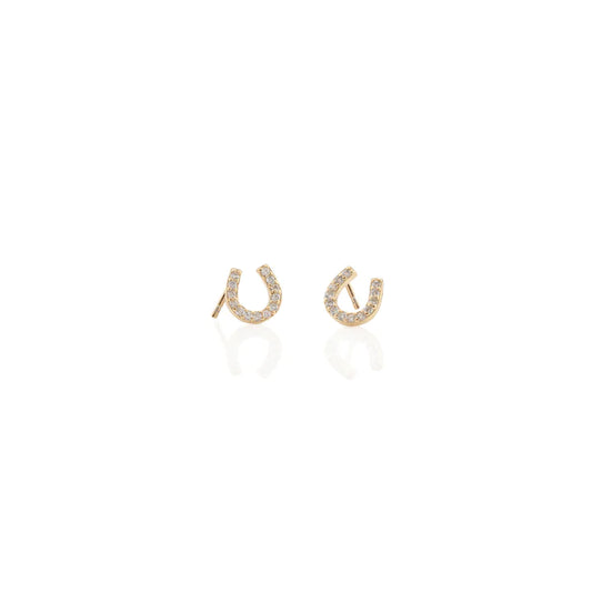 Horseshoe Gold Crystal Stud Earrings
