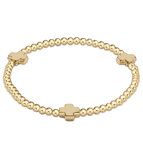 Signature Cross Gold/Gold Bead Bracelet