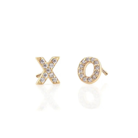 XO Crystal Stud Gold Earring