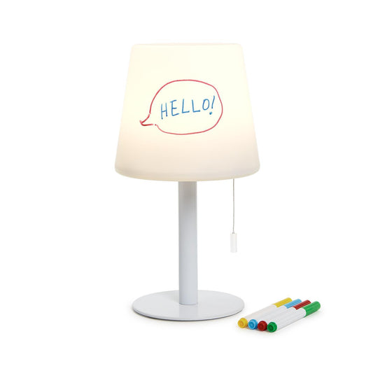 White LED lamp that comes with markers to draw on the lamp shade
