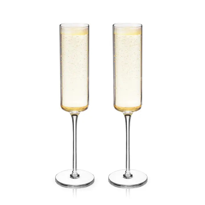 Laurel Crystal Champagne Flutes (Set of 2)