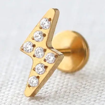 Lighting Bolt Flat Stud Earring