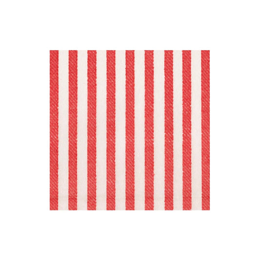 Melograno stripe red and cream cocktail napkin