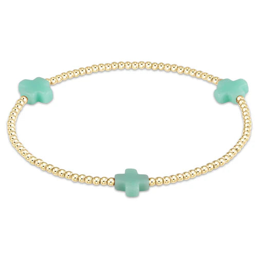 Signature Cross Mint/Gold Bead Bracelet