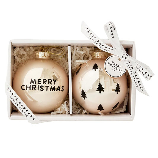 Merry Christmas + Tree Ornaments (Set of 2)